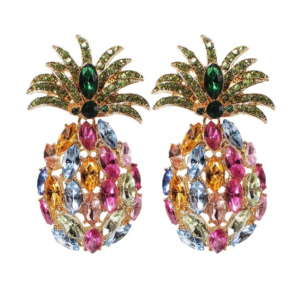 MANILAI ZA, ювелирное изделие, ананас, кристалл, висячие серьги для женщин, Boho, стразы, массивные серьги, Мода, бижутерия - Окраска металла: Multicolor Earrings