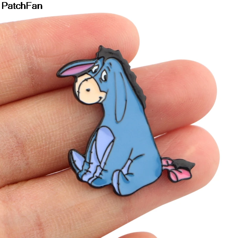 Patchfan cute donkey Zinc tie cartoon Funny Pins backpack clothes brooches for men women hat decoration badges medals A2454