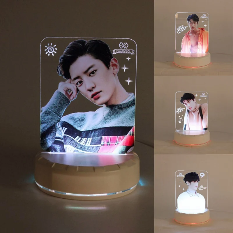 

EXO Members Kawaii Standing Action Figure Acrylic Stand Table Desk Lamp Board Fans Collection Stationery Set