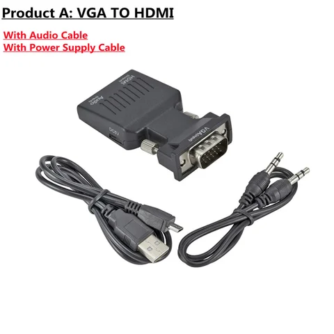 VGA To HDMI-compatible Converter Adapter VGA Adapter for PC Laptop To HDTV Projector Video Audio HDMI-compatible To VGA