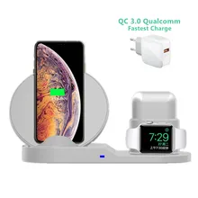 3 в 1 10 Вт Быстрое беспроводное зарядное устройство док-станция Быстрая зарядка для iPhone XR XS Max 8 для Apple Watch 2 3 4 для AirPods для Samsung