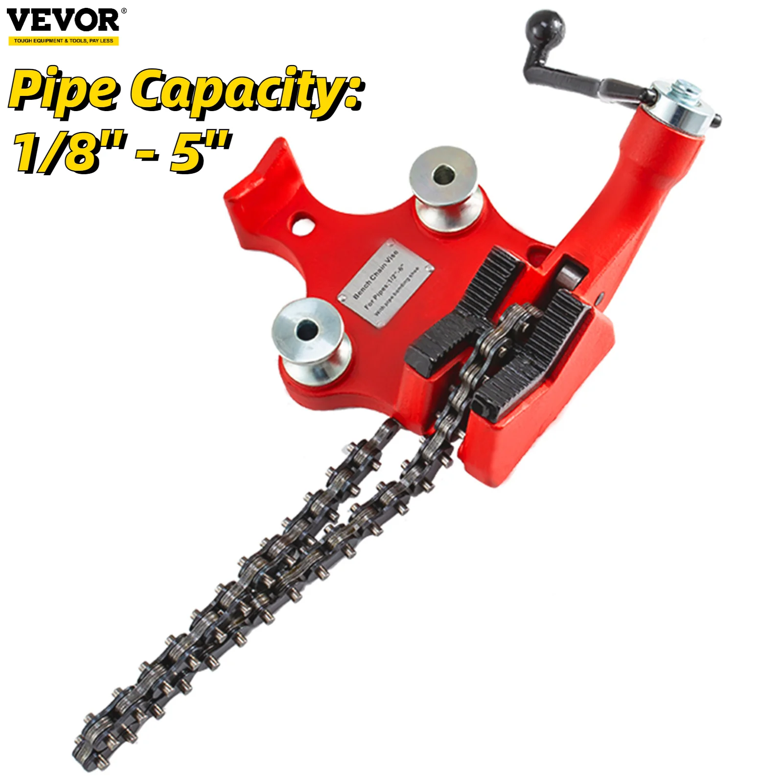 VEVOR 6in Screw Bench Chain Pipe Vise with Cast Iron Base and Crank
