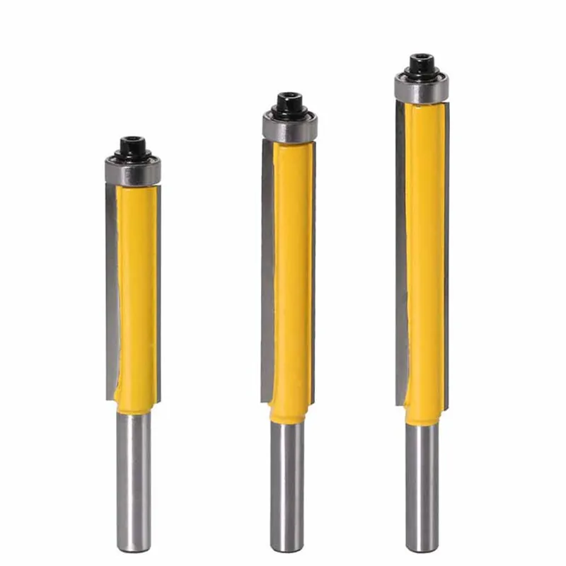 3PCS 8mm Shank 2&quot Flush Trim Router Bit with Bearing Milling Cutter Woodworking Tools for Wood Template Pattern Carbide end mill |