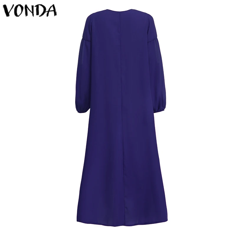 VONDA, новинка, весна, v-образный вырез, длинный рукав, одноцветное платье, свободное, большой размер, вечерние платья, женская мода, пляжный сарафан размера плюс, осень, Vestido
