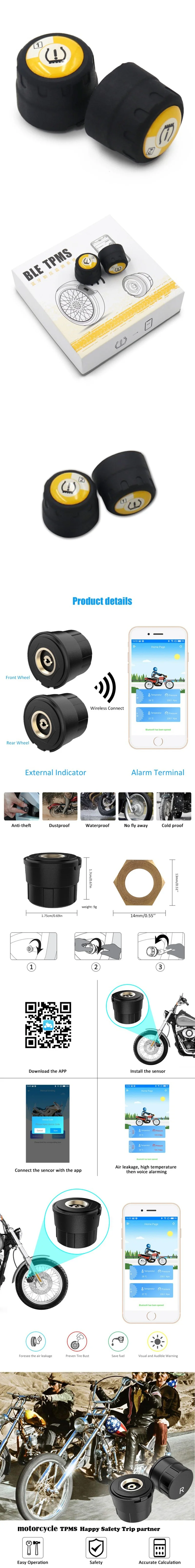 Автомобильный TPMS Bluetooth монитор давления в шинах внешний датчик для Android IOS монитор давления в шинах монитор давления