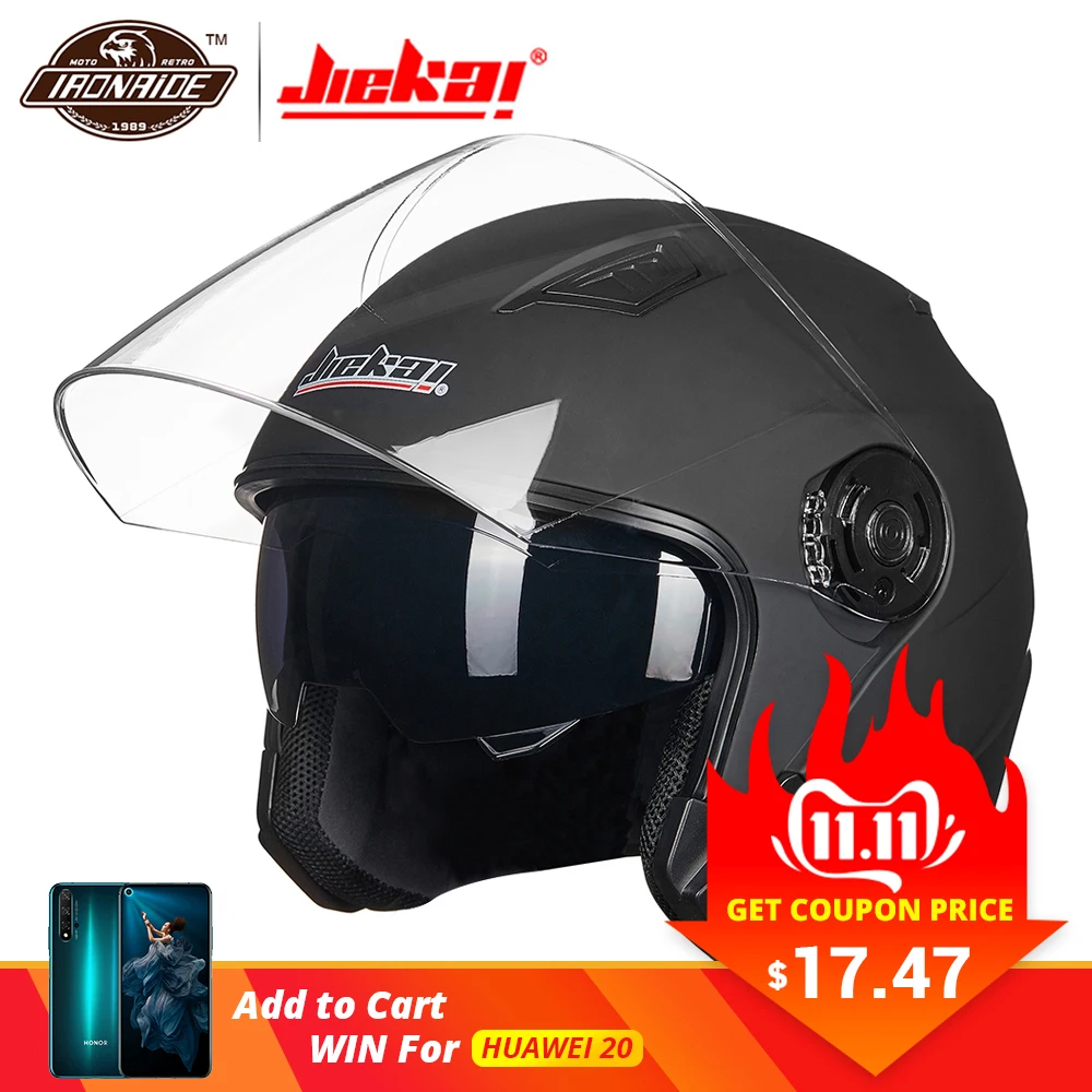 Cheap JIEKAI Helmet Motorcycle Open Face Motorcycle Helmet Moto Helmets Motocicleta Cascos Para Motorbiker Scooter Riding Helmet