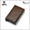 Men And Women Business Credit Card Holder Metal RFID Aluminium Box Crazy Horse Leather Travel Card Wallet Thin Smart Wallet ► Photo 1/6
