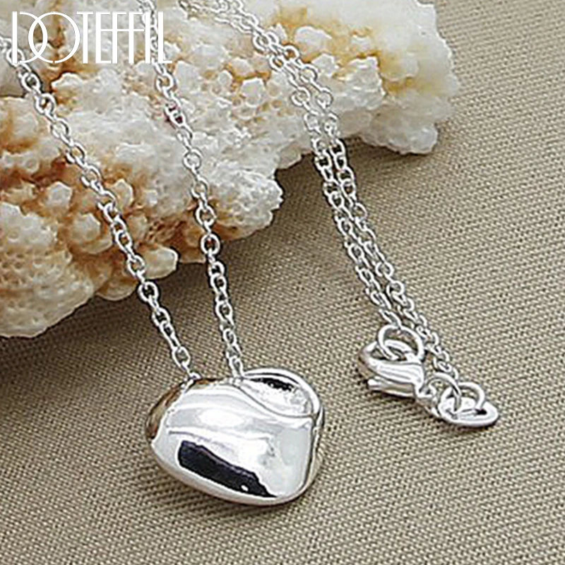 

DOTEFFIL 925 Sterling Silver Heart Pendant Necklaces 18 Inch Chain For Woman Wedding Engagement Jewelry Gift