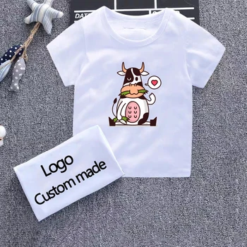 

Newest Summer Toddler Shirts Baby Boy Girls T-shirt Cartoon White Milk Cow Printed Kids Short Sleeve Tshirts Camiseta 2t-10t
