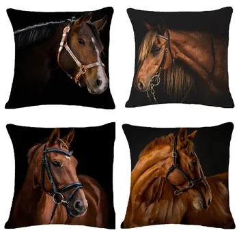 

Creative Horse Decor Cushion Cover Square Fashion Cartoon Animal Horse Decoration Home Cushion Pillow Cover Housse de Coussin