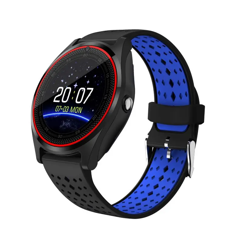 Blue V9 Смарт-часы телефон 1,2" сенсорный экран камера Bluetooth MP3 SIM карта TF карта дети мультфильм Мода Спорт дешевый мобильный телефон - Цвет: Blue