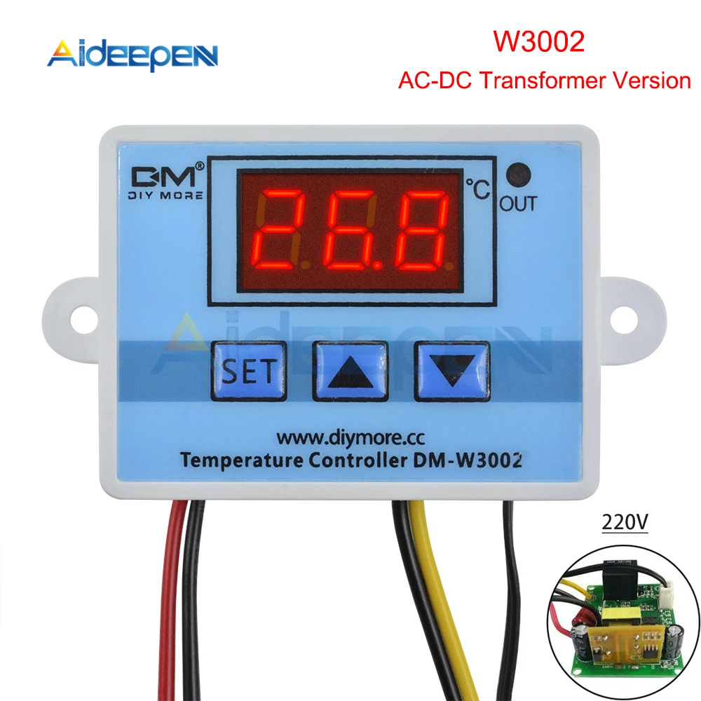 AC 220V Transformer XH-W3002 DC 12 В 10 А цифровой светодиодный регулятор температуры 12 В 24 В 220 В Отопление охлаждение контроль температуры переключатель зонд ЖК-дисплей - Цвет: AC 220V Transformer