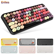 Teclado inalámbrico Punk con Bluetooth 3,0, tapa de tecla redonda de 84 teclas, teclado silencioso rosa para Gaming, oficina, Mac/Windows/Tablet