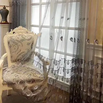 

Embroidered Grey Tulle Curtains for Living Room luxury loyal Gray Sheers purple curtain window treatment Cortinas