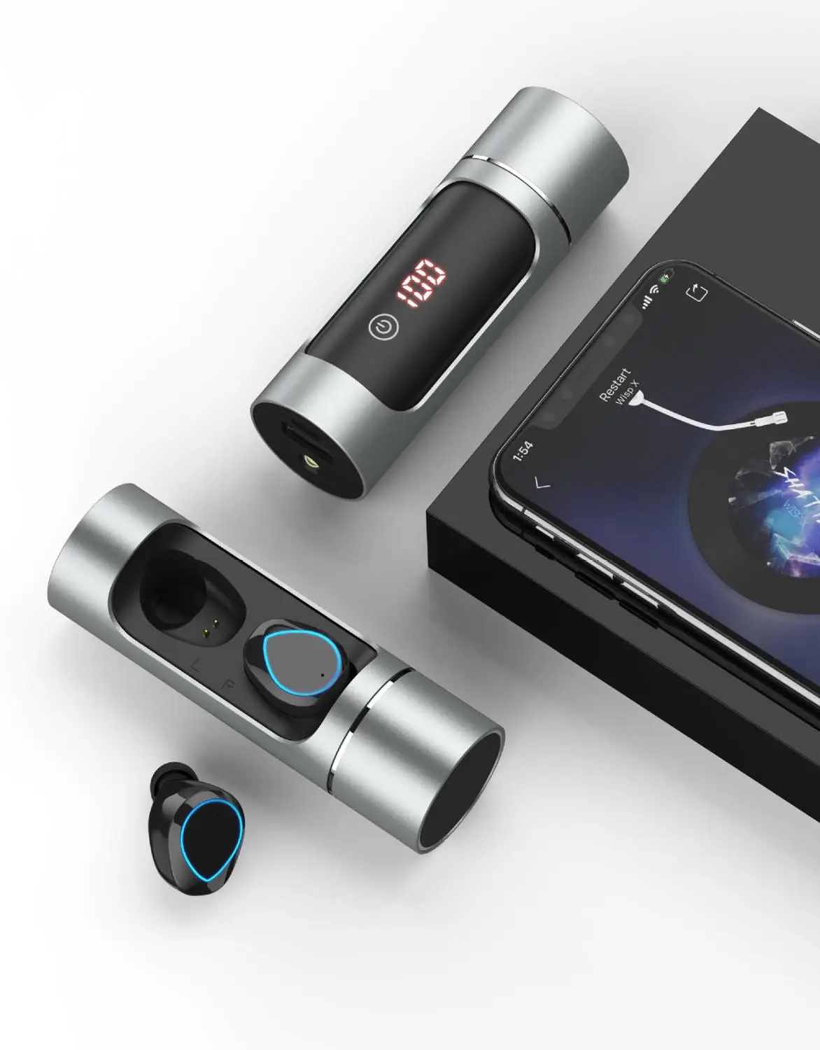 Новый Беспроводной наушники 5.0TWS Bluetooth с 1000 мА/ч Отображение уровня заряда батареи