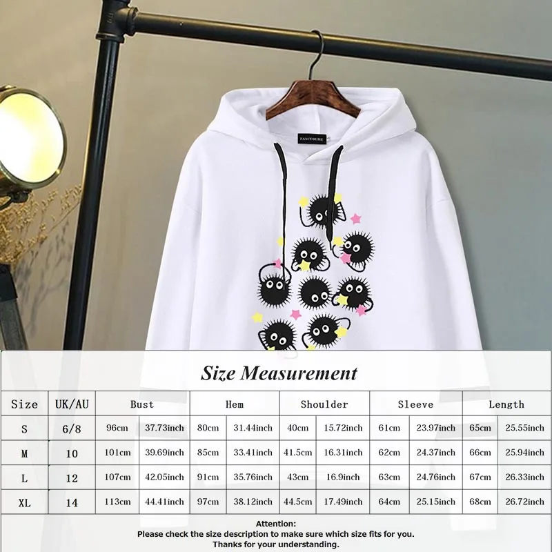 Ghibli Fairydust Kawaii Harajuku Толстовка для женщин милый забавный мультфильм аниме кофты 90s Графический Hoody Femal