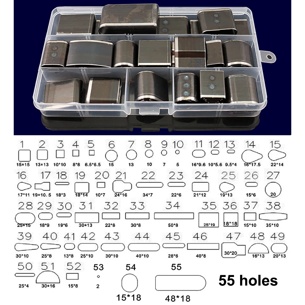 Leather Hole Punch 24/39/52/55Pcs Shaped Style One Hole Hollow Punch Cutter Set Punching Tool for Leather Belt Phone Holster Leather Craft DIY Tool