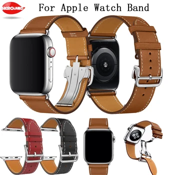

100% Genuine Leather band for apple watch Single Tour strap For Apple Watch Series 5 4 3 2 1 38mm 40mm 42mm 44mm Fashion Leather