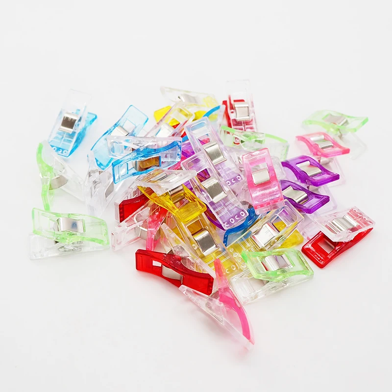 Chenkai 50PCS PVC Plastic Clover Wonder Quilt Quilting Binding Clamps Clips for Patchwork Overlocker Sewing DIY Accessories