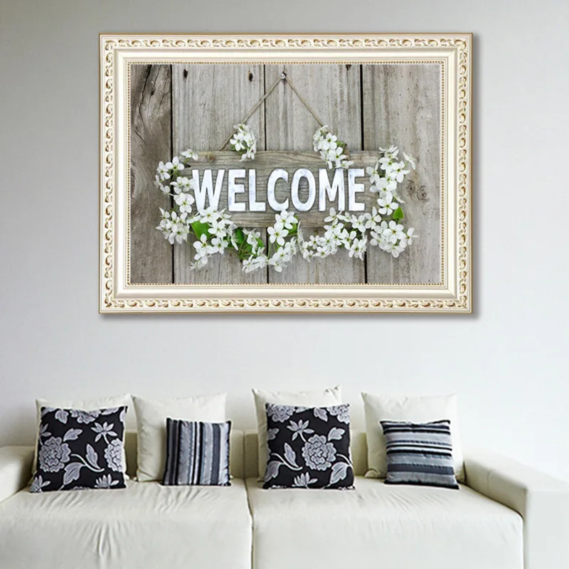 

5D DIY Diamond Painting Welcome Rhinestone Paintings DIY Diamond Painting Cross Stitch English alphabet bedroom cross stitch
