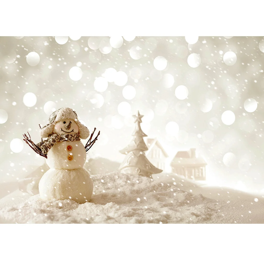 

Виниловый фон для детской фотосъемки с изображением снеговика снежинки вспышки боке Рождества