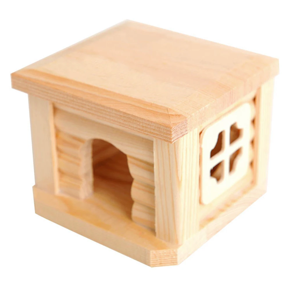1 шт натуральный деревянный домик хомяк дом плоская крыша домашнее животное играющая игрушечная клетка орнамент