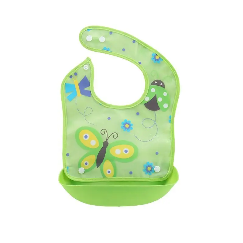 Green Butterfly Детские съемные водонепроницаемые Слюнявчики из силикагеля, трехмерный слюнявчик, моющийся, свернутый, для кормления, для еды, милый детский Слюнявчик - Цвет: Green Butterfly