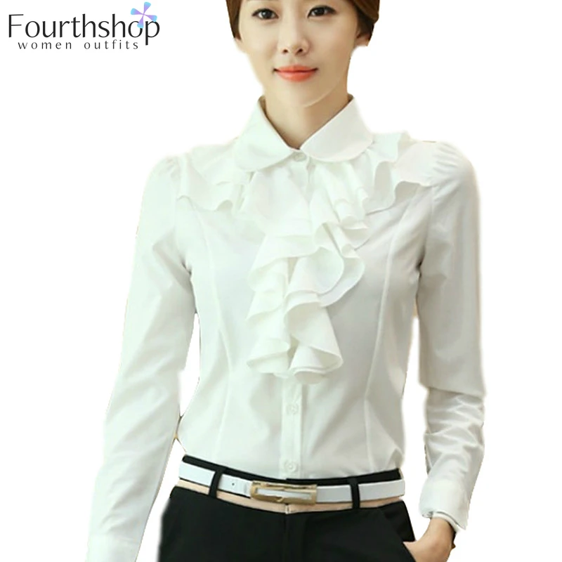 formal white blouses with ruffles