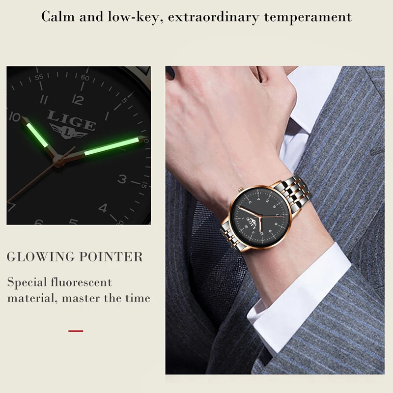 Часы Reloj Hombre 2020 новые LIGE спортивные светящиеся водонепроницаемые кварцевые