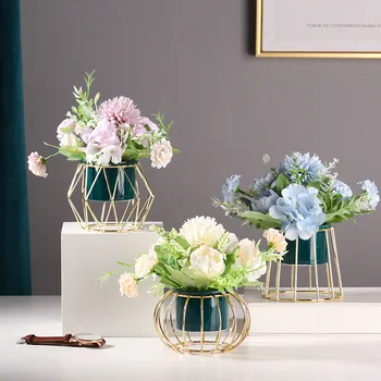 

Nordic Room Decoration Metal Vase With Artificial Flowers Decoration Scandinavian Room Decor Flowers Display Gold Black Metal