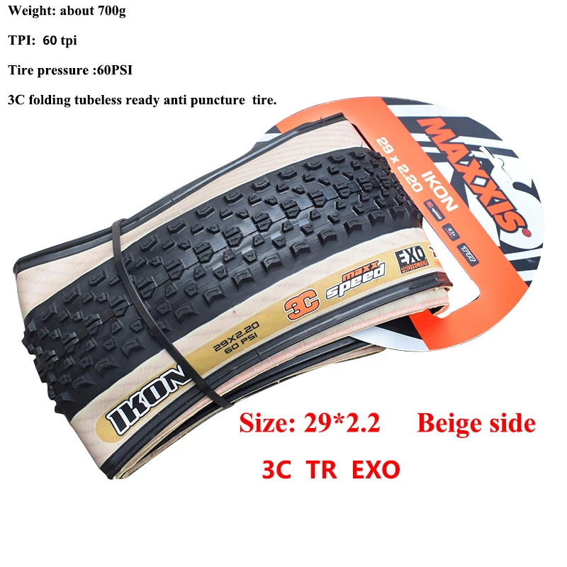 29X2.2 Beige side 3C Maxxis шины для горного велосипеда IKON 29*2,2 29*2,0 29*2,25 бескамерные шины 3C TR EXO анти прокол 29er шины MTB велосипедные шины Pneu - Цвет: 29X2.2 Beige side 3C