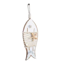 1PC American fish hook creative home decor Mediterranean background wall hanging fishing net solid wood coat shell starfish hook