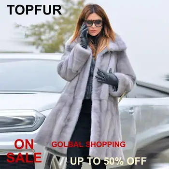 

TOPFUR 2019 Winter Medium Real Fur Coat Women Natural Real Mink Fur Short Coat Full Sleeves Coats Lapel Collar Long Jacket Women