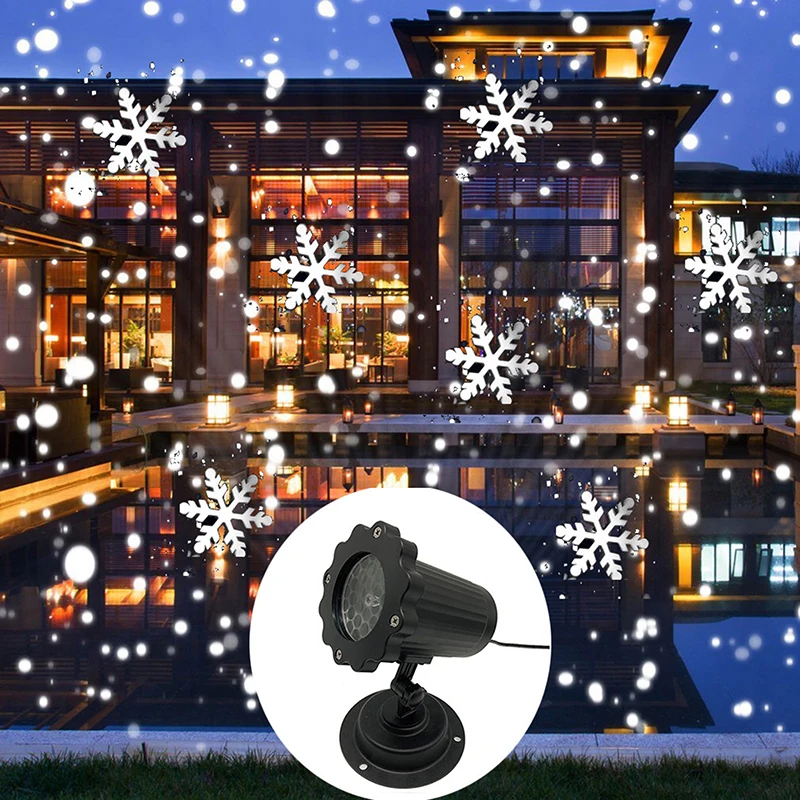 Водонепроницаемый рождественский снежинка лазерный светильник IP65 Прожектор с эффектом снегопада движущийся Снег Открытый проектор лампы