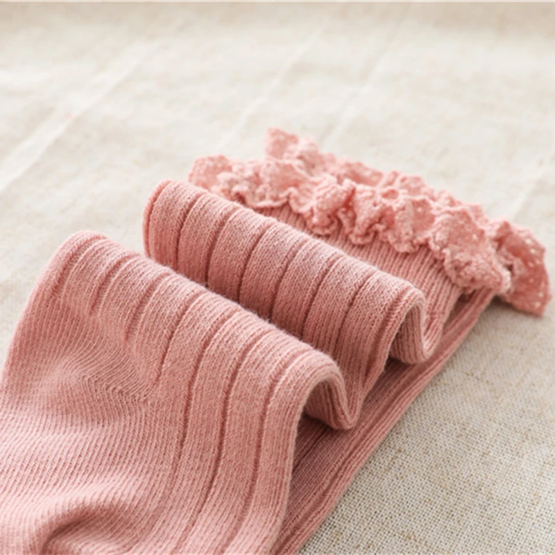 Baby Girls Socks Kids Toddlers Ruffle Knee High Long Soft Cotton Sock Lace Flower Children Infant Girl Socks For 0-5 Years