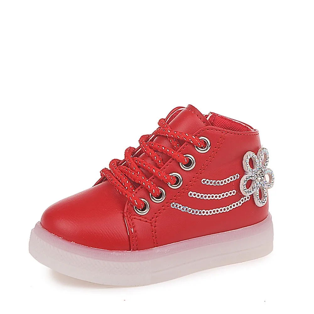Детская обувь для маленьких девочек; Светодиодный светильник с цветочным рисунком; светящаяся спортивная обувь для бега; Повседневная обувь; кроссовки на шнуровке; Enfant