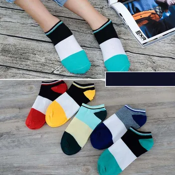 

ankle socks patchwork color casual Polyester cotton elastic short ship stockings slippers for summer spring men male boy