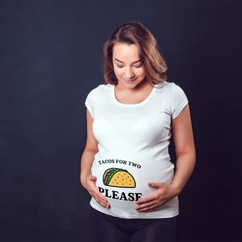 

Tacos for Two Please Pregnancy Announcement Shirt It's Not A Food Baby Pregnant TShir Short Sleeve Casual White Tops Tee