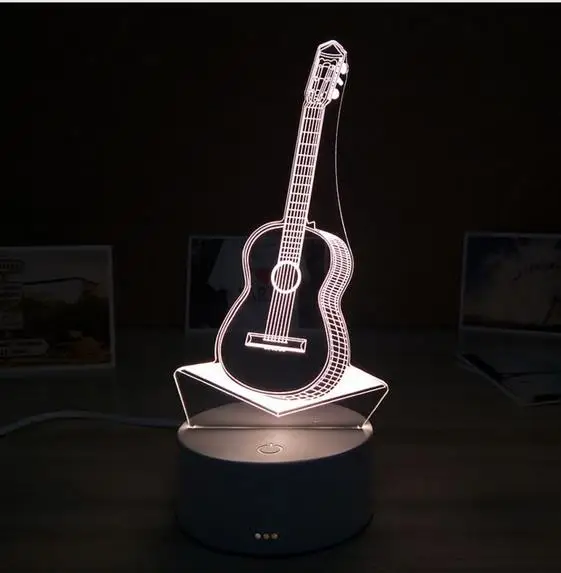 3D светодиодный Настольный светильник из смолы ночник милый медведь любовь замок настольный свет ABS+ Смола мульти-дизайн подарочная лампа для детской спальни - Цвет абажура: Guitar