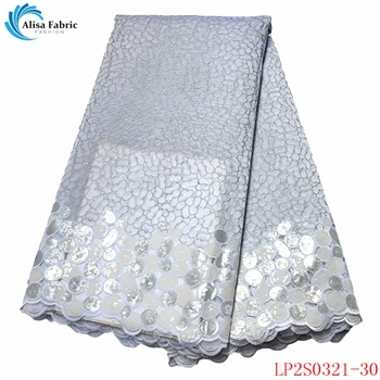 

Alisa silver white french sequin lace fabric 2020 high quality embroidered with stones african laces nigerian fabrics for sewing