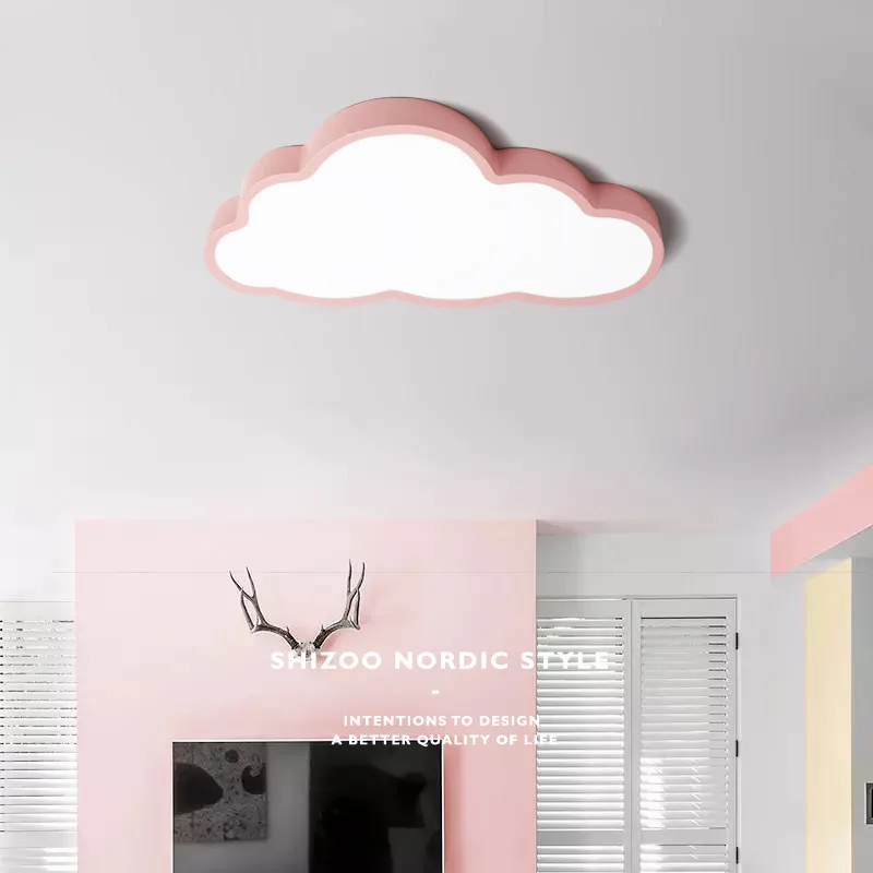 Pink Светодиодный потолочный светильник с облаками, s 220 в 36 Вт, Железный Абажур, потолочный светильник, детский светильник, светильник для детской спальни, светильник, светильник - Цвет корпуса: Pink