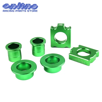 

CNC Front Rear Billet Wheel Hub Spacers Chain Adjuster Axle Block for KX125 KX250 KXF250 KXF450 Motorcycle Motorcross Dirt Bike