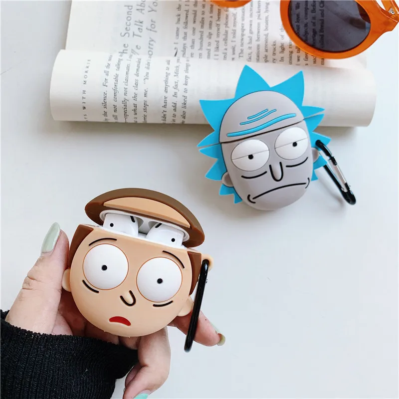 Cute Cartoon Rick and Morty Wireless Bluetooth Earphone 3D Case for Apple AirPods 2 Silicone Charging Airpods 1 |