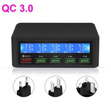 5 USB зарядное устройство 3,0 ЖК-дисплей быстрое зарядное устройство для Xiaomi huawei iPhone 7 8 plus XS usb зарядное устройство с США ЕС Великобритания штекер Быстрая зарядка