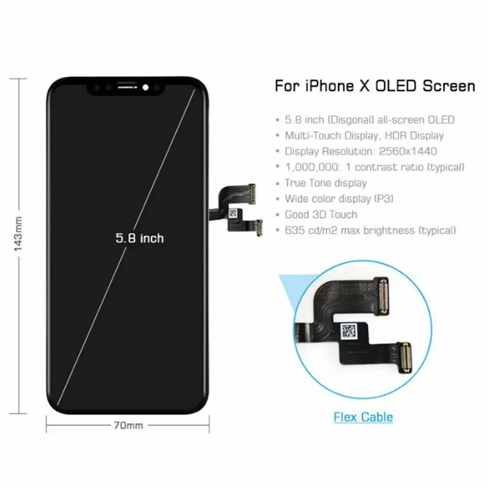 AAA+++ для iPhone X OLED с 3D сенсорным дигитайзером в сборе без битых пикселей ЖК-экран сменный дисплей для iPhone ЖК-дисплей с подарком