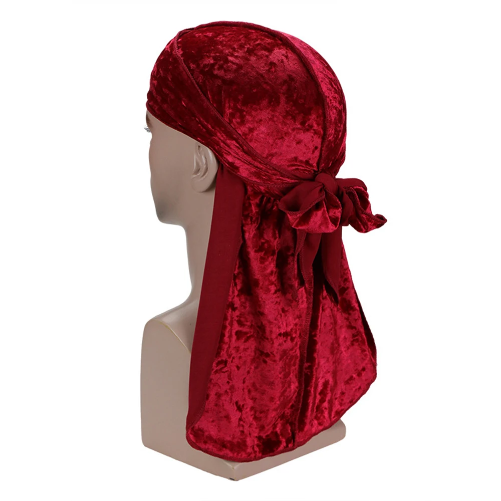 Мужская шапка тюрбан Helisopus Durag модная бархатная дышащая однотонная Шапка унисекс