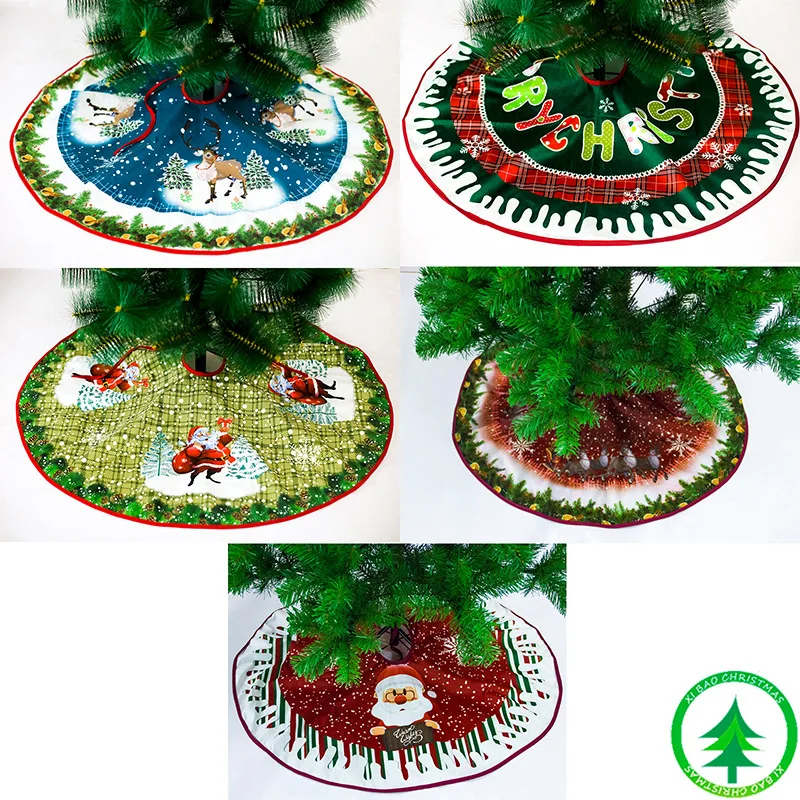 New Christmas Decorations 90cm Non-woven Fabric Cartoon Christmas Tree Skirt Creative Decoration Pendant Ornament Explosion