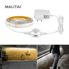 Светодиодный светильник под шкаф датчик движения кухонный светильник 1 м-5 м светодиодный свет лента для шкаф для спальни для шкафа Ночная подсветка украшение