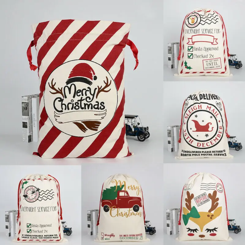 Новейший Рождественский подарок сумка для хранения холст шнурок конфеты игрушки мешочки рождественские украшения Луч рот сумки холщовые сумки