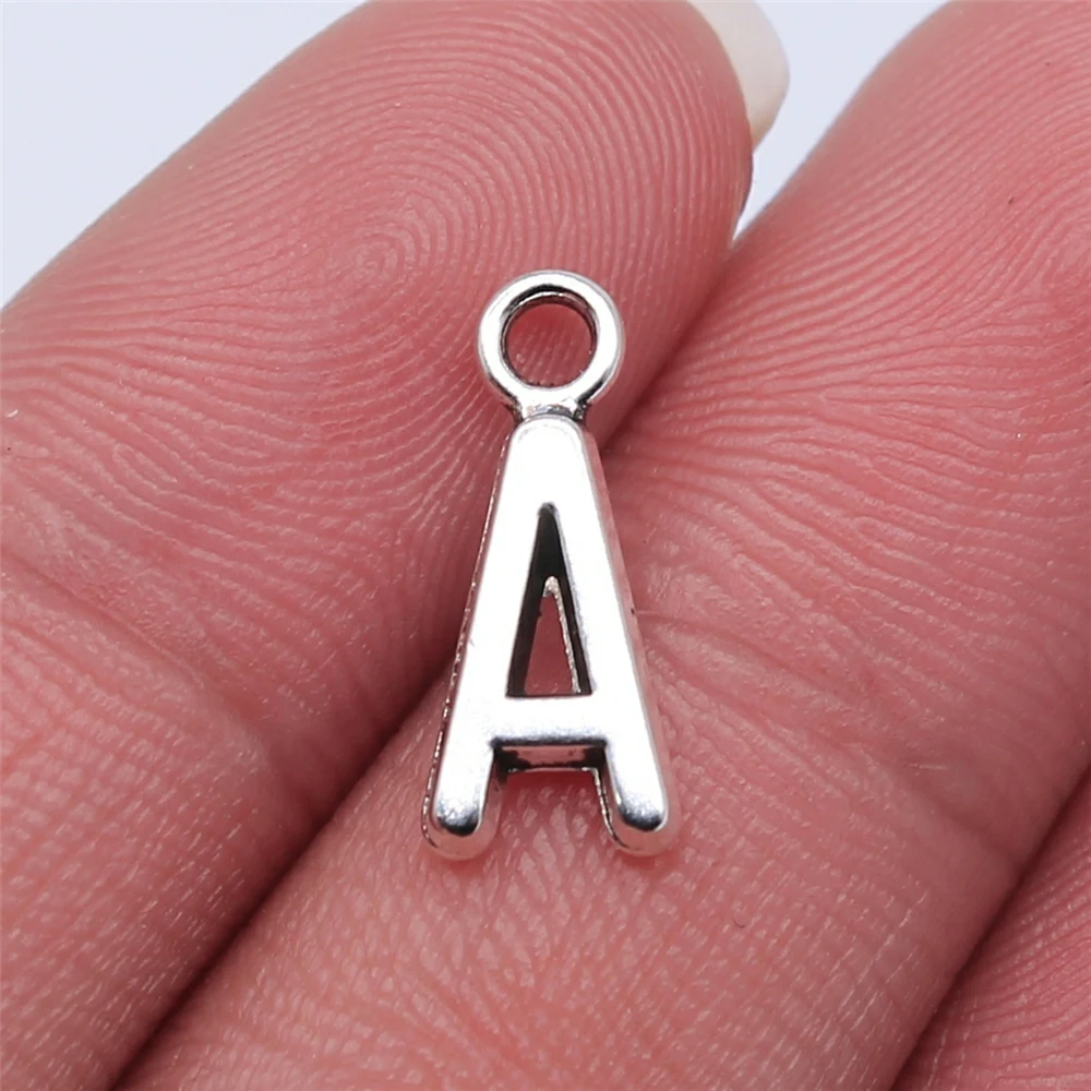 DIY Crafts Charms para Personalización Fabricación de joyas para el collar de pulsera de cuero plana SUPVOX 26 unids Silver Alphabet Slide Letter Charm Colgante